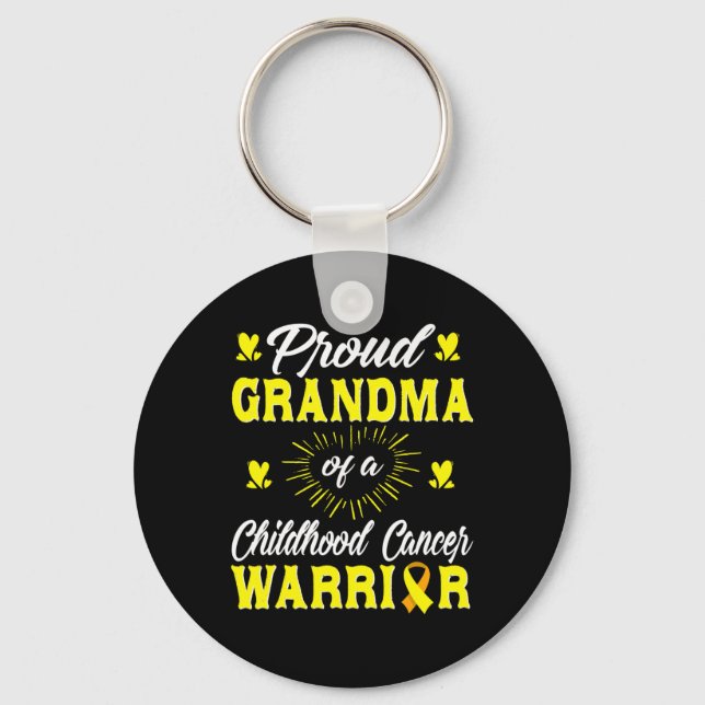 Proud Grandma Of A Childhood Cancer Warrior Awaren Key Ring (Front)