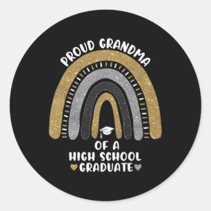 Proud Grandma Of A High School Graduate Rainbow Classic Round Sticker