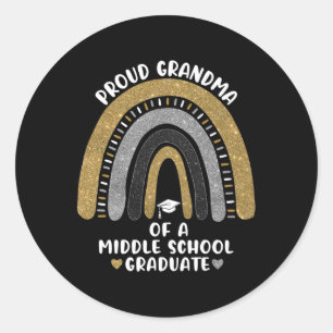 Proud Grandma Of A Middle School Graduate Rainbow Classic Round Sticker