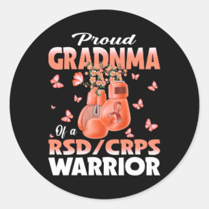 Proud Grandma Of A Rsd Crps Warrior Awareness Boxi Classic Round Sticker