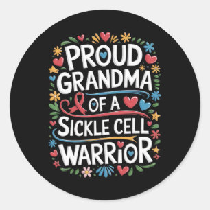 Proud Grandma Of A Sickle Cell Warrior Awareness H Classic Round Sticker