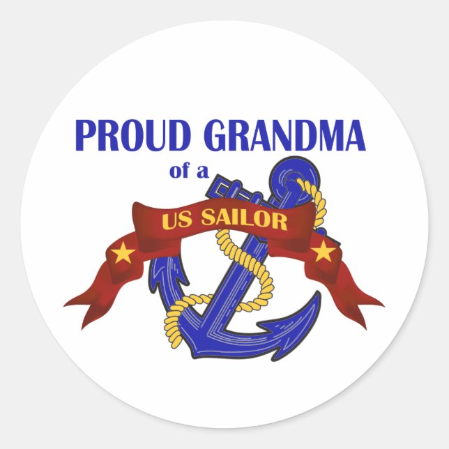 Proud Grandma of a US Sailor Classic Round Sticker (Front)