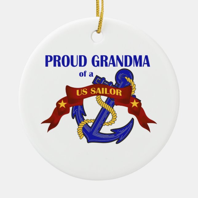 Proud Grandma of a US Sailor Ornament (Front)