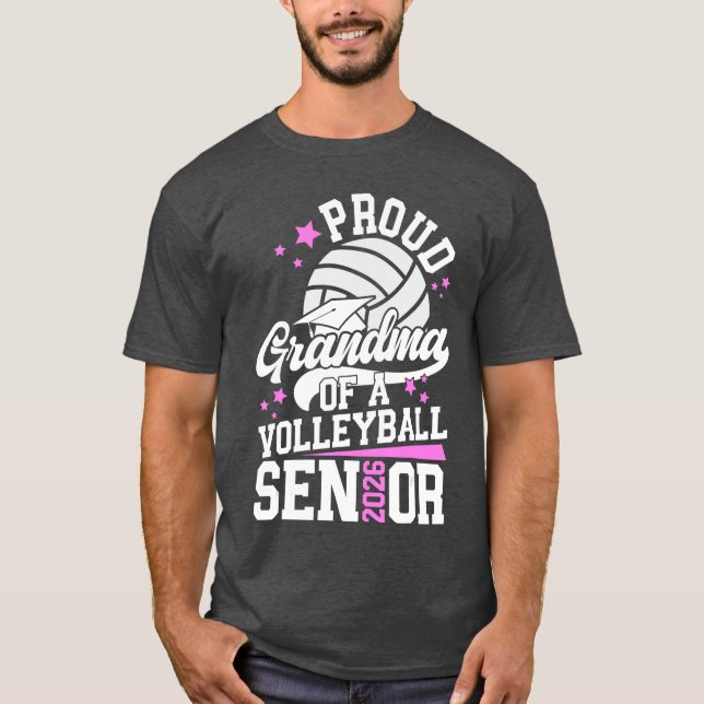 Proud Grandma of A Volleyball Senior Grandma 2026 T-Shirt (Front)