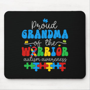 Proud Grandma Of A Warrior Autism Awareness Puzzle Mouse Pad