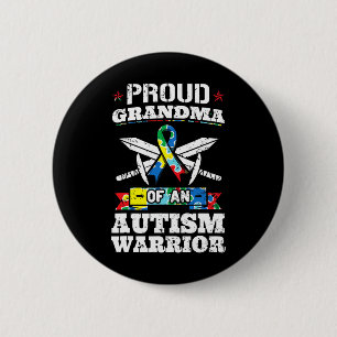 Proud Grandma Of An Autism Warrior Autistic Awaren 6 Cm Round Badge