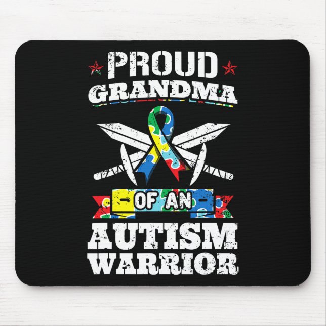 Proud Grandma Of An Autism Warrior Autistic Awaren Mouse Pad (Front)