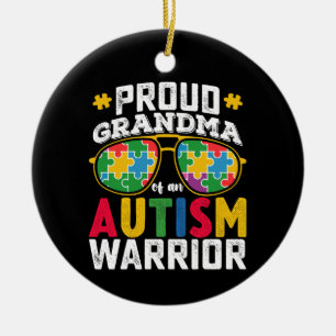 Proud Grandma Of An Autism Warrior Family Ceramic Ornament