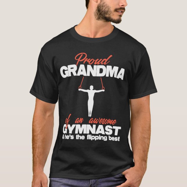 Proud Grandma of an Awesome Boy Gymnast Rings Comp T-Shirt (Front)
