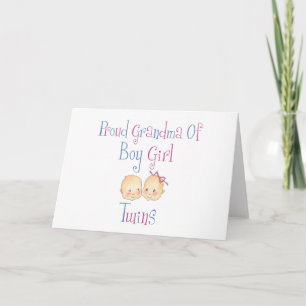 Proud Grandma of Boy Girl Twins Card