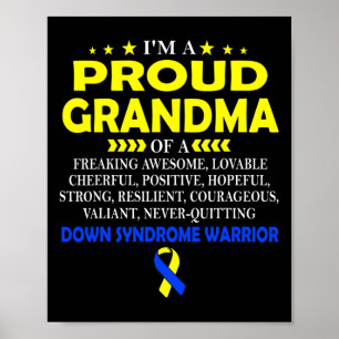 Proud Grandma Of Down Syndrome Warrior T Poster