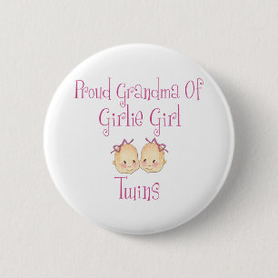 Proud Grandma of Girl Twins 6 Cm Round Badge