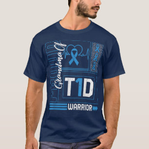 Proud Grandma Of T1D Warrior Ribbon Diabetes Aware T-Shirt