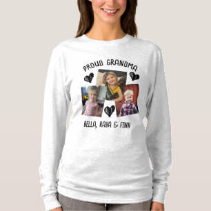 Proud Grandma Personalized Photos and Names T-Shirt