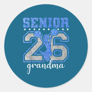 Proud Grandma Senior Cheer Leader 2026 Graduation Classic Round Sticker