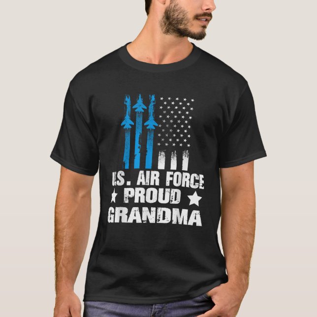 Proud Grandma US Airforce Military Veterans Family T-Shirt (Front)