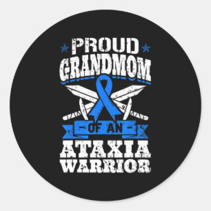 Proud Grandmom Of An Ataxia Warrior Blue Awareness Classic Round Sticker