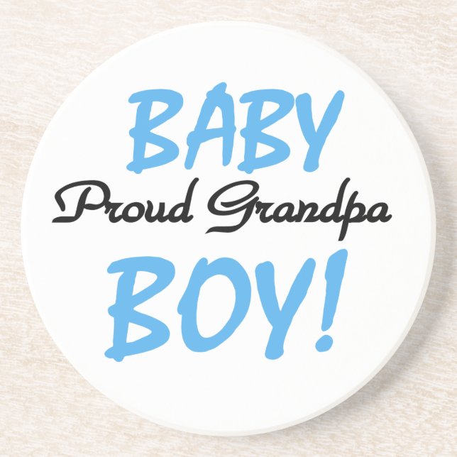 Proud Grandpa Baby Boy T-shirts and Gifts Coaster (Front)