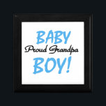 Proud Grandpa Baby Boy T-shirts and Gifts Gift Box<br><div class="desc">The proud grandpa of a new grandson will love these blue and black text design Proud Grandpa of a Baby Boy keepsake boxes,  tiles,  notebooks,  mugs,  cards,  baby announcement buttons,  and other items!</div>