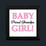 Proud Grandpa Baby Girl Gifts Gift Box<br><div class="desc">Proud Grandpa of a Baby Girl mugs,  keepsake boxes,  tiles,  notebooks,  ornaments,  magnets,  and other proud grandpa clothing and gifts with a black and pink text design.</div>
