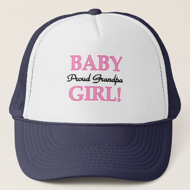 Proud Grandpa Baby Girl T-shirts and Gifts Trucker Hat (Front)