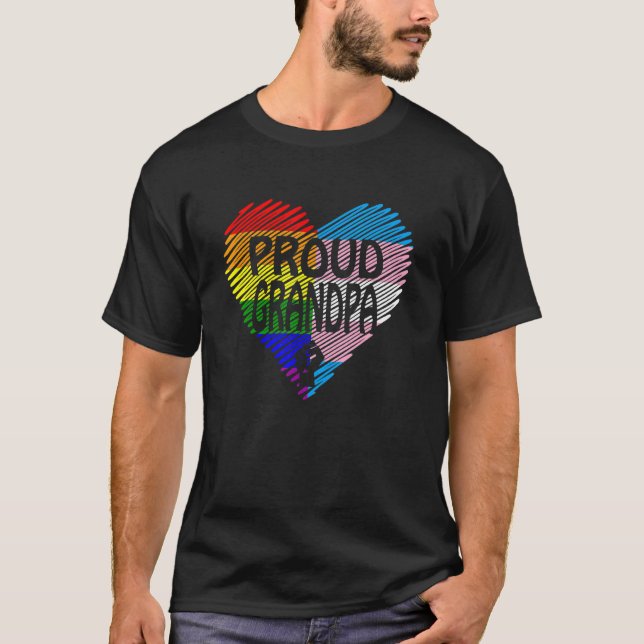 Proud Grandpa Lgbt With Rainbow And Transgender Fl T-Shirt (Front)