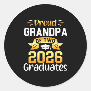 Proud Grandpa Of 2026 Graduates Cool Twin Senior S Classic Round Sticker