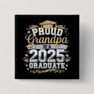 Proud Grandpa Of A 2025 Graduate Graduation Family 15 Cm Square Badge