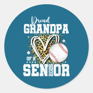 Proud Grandpa Of A 2026 Senior Baseball Graduation Classic Round Sticker