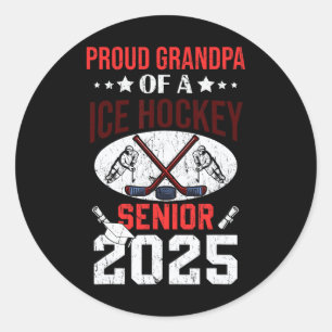 Proud Grandpa Of A Ice Hockey Senior 2025 Graduati Classic Round Sticker