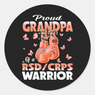 Proud Grandpa Of A Rsd Crps Warrior Awareness Boxi Classic Round Sticker