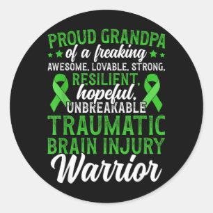 Proud Grandpa of A Traumatic Brain Injury Warrior Classic Round Sticker