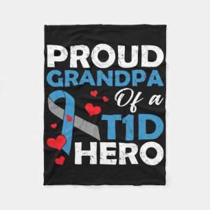 Proud Grandpa Of A Type 1 Diabetes Hero Warrior Su Fleece Blanket