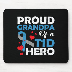 Proud Grandpa Of A Type 1 Diabetes Hero Warrior Su Mouse Pad