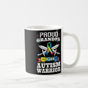Proud Grandpa Of An Autism Warrior Autistic Awaren Coffee Mug