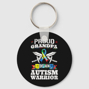 Proud Grandpa Of An Autism Warrior Autistic Awaren Key Ring