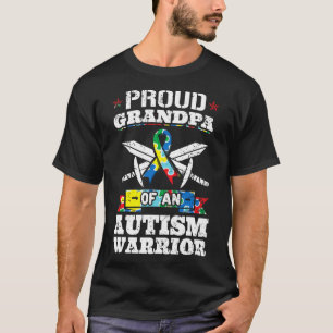 Proud Grandpa Of An Autism Warrior Autistic Awaren T-Shirt