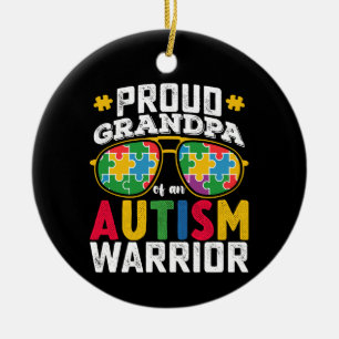 Proud Grandpa Of An Autism Warrior Family Ceramic Ornament