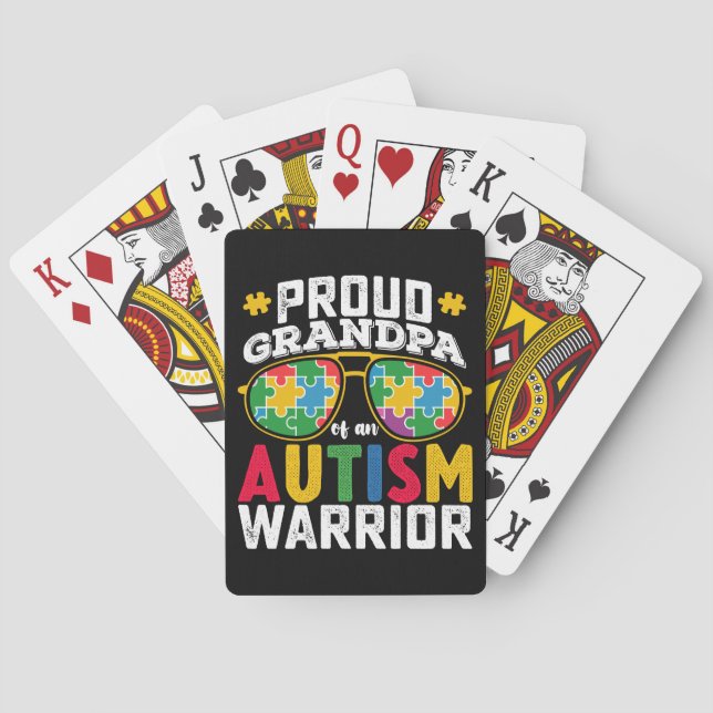 Proud Grandpa Of An Autism Warrior Family Playing Cards (Back)
