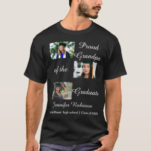 Proud Grandpa of the Graduate Custom Photos Name T-Shirt
