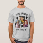 Proud Grandpa | Personalised Photos and Names T-Shirt<br><div class="desc">Cute shirt for a grandpa with grandchildren pictures and names added in. Just go to the personalise area and upload your favourite pics of your grandkids and then add their names. Cute little hearts.</div>
