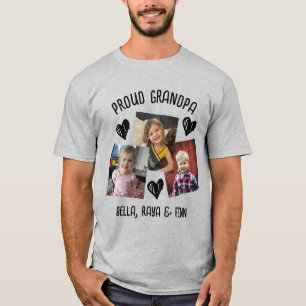 Proud Grandpa Personalized Photos and Names T-Shirt