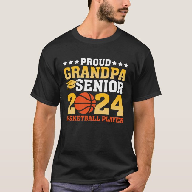 Proud Grandpa Senior Class of 2024 Basketball Play T-Shirt (Front)
