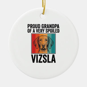 Proud Grandpa Vizsla Vintage Dog Lover Design_1 Ceramic Ornament