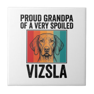 Proud Grandpa Vizsla Vintage Dog Lover Design_1 Ceramic Tile