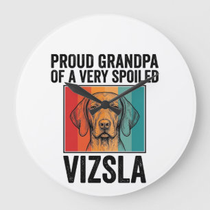 Proud Grandpa Vizsla Vintage Dog Lover Design_1 Large Clock