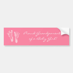 Proud Grandparents of a Baby Girl Pink Footprints Bumper Sticker
