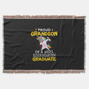 Proud Grandson 2021 Kindergarten Graduate Unicom Throw Blanket
