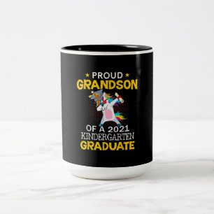 Proud Grandson 2021 Kindergarten Graduate Unicom Two-Tone Coffee Mug