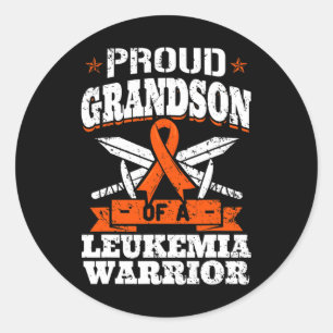 Proud Grandson Of A Leukaemia Warrior Awareness Bl Classic Round Sticker